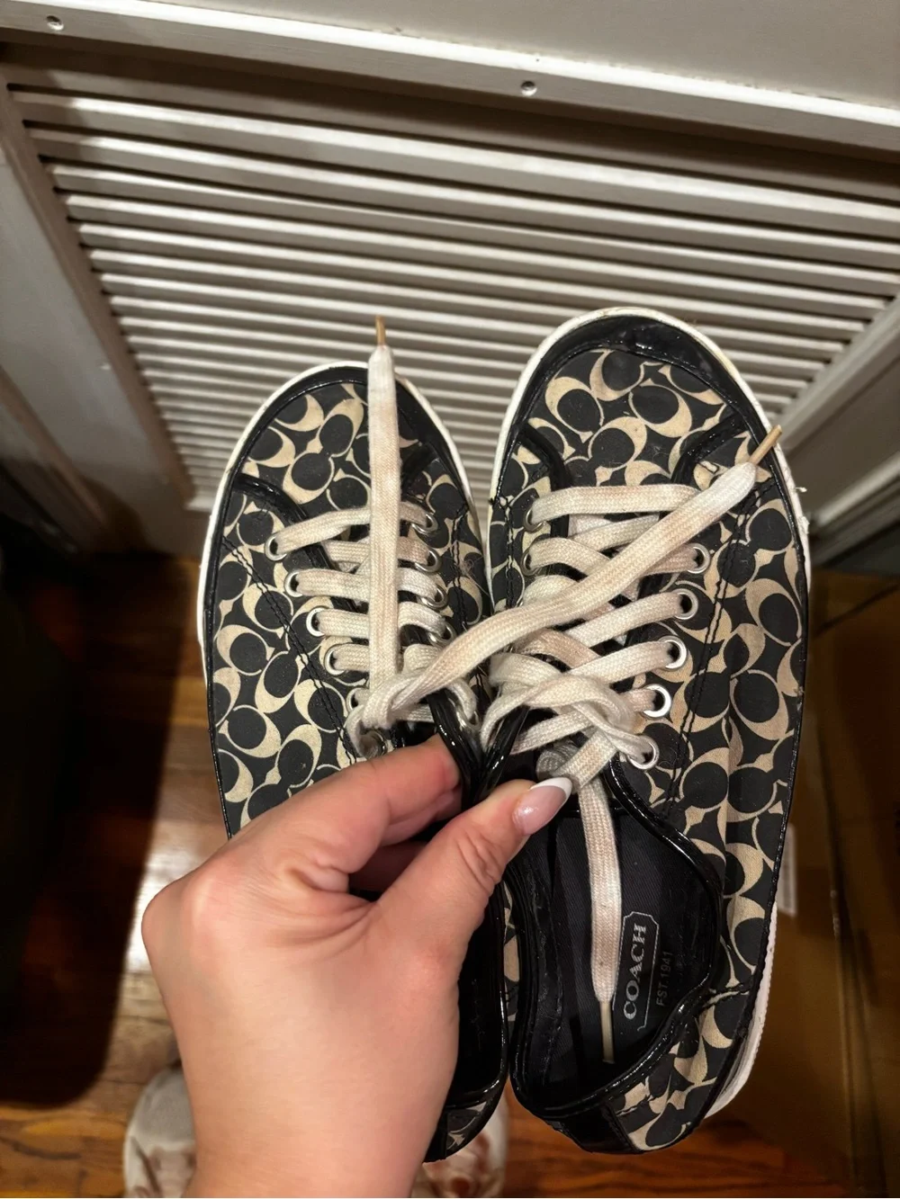 Coach Black and Beige Signature Canvas Low-Top Sneakers